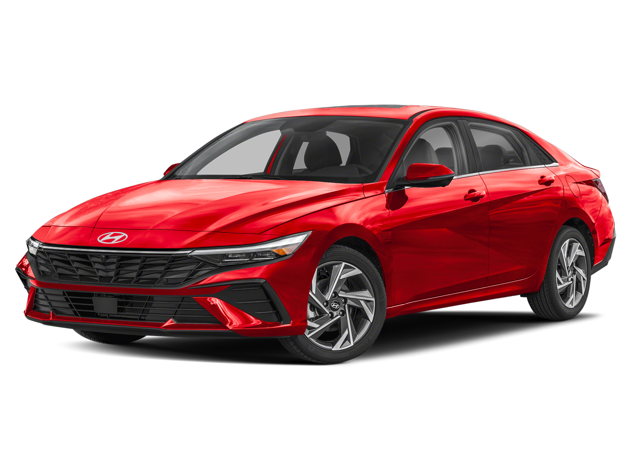 2025 Hyundai Elantra Limited in Ultimate Red — front three-quarter view